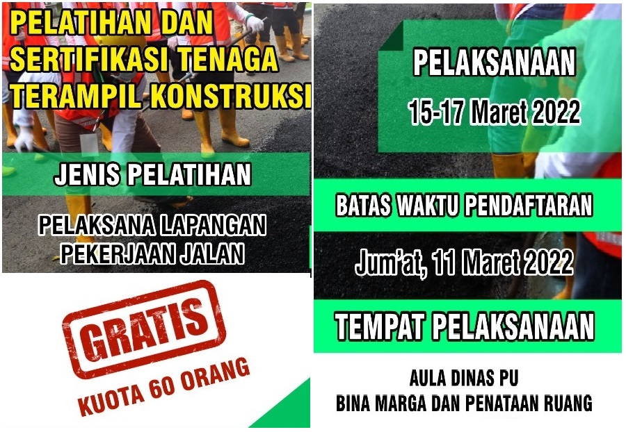 Pelatihan : PELAKSANA LAPANGAN PEKERJAAN JALAN 15-17 Maret 2022
